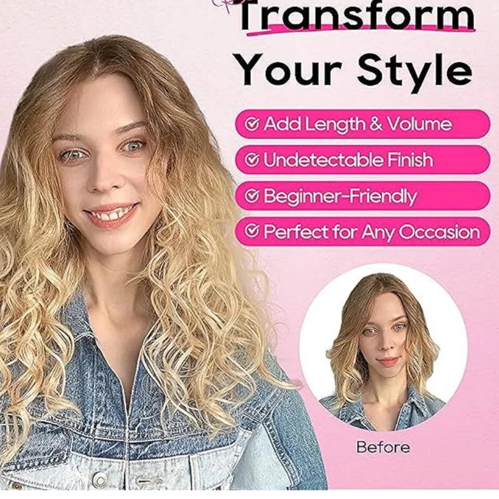 Curly Hair Extensions, 4PCS 16 inch Clip in Hair Extensions Lace Weft Short Curl